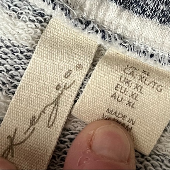 Kenji Terry Cloth Blue Striped Casual Knit Pull On Nautical Button Prep Skirt XL - Picture 5 of 6